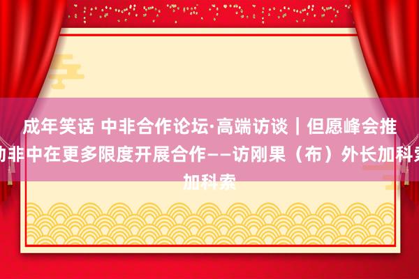 成年笑话 中非合作论坛·高端访谈｜但愿峰会推动非中在更多限度开展合作——访刚果（布）外长加科索