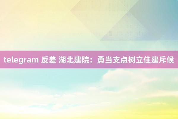 telegram 反差 湖北建院：勇当支点树立住建斥候