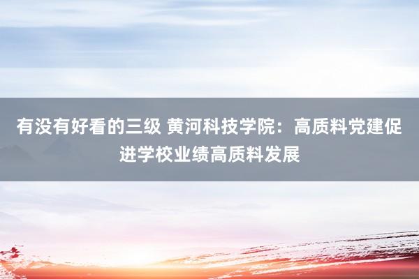 有没有好看的三级 黄河科技学院：高质料党建促进学校业绩高质料发展