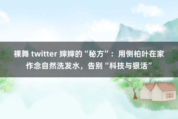 裸舞 twitter 婶婶的“秘方”：用侧柏叶在家作念自然洗发水，告别“科技与狠活”
