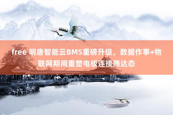 free 明唐智能云BMS重磅升级，数据作事+物联网期间重塑电板连接腾达态