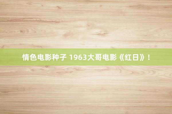 情色电影种子 1963大哥电影《红日》！