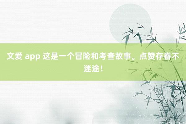 文爱 app 这是一个冒险和考查故事。点赞存眷不迷途！