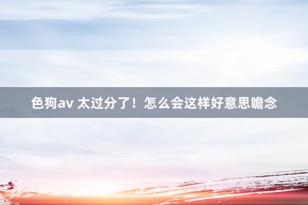 色狗av 太过分了！怎么会这样好意思瞻念